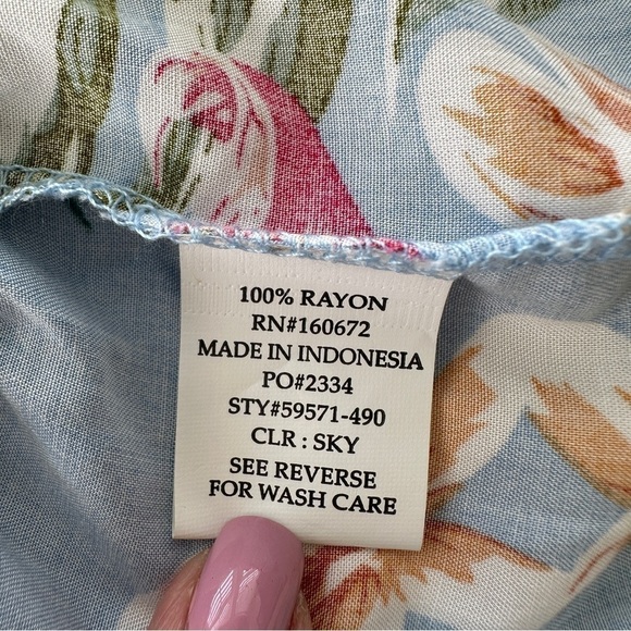 Blue  Island swim coverup or beach dress, 3/4 length sleeves, ruffled - Picture 11 of 11